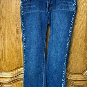 County Clothing Company size 4 flared jeans with turquoise beading down the side